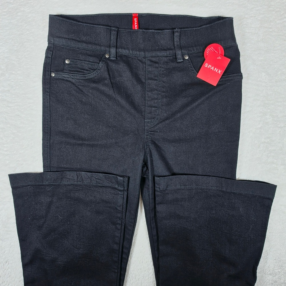 NEW Spanx Flare Jeans WOMEN M Clean Black 20326R Stretch Pull On High Rise Denim